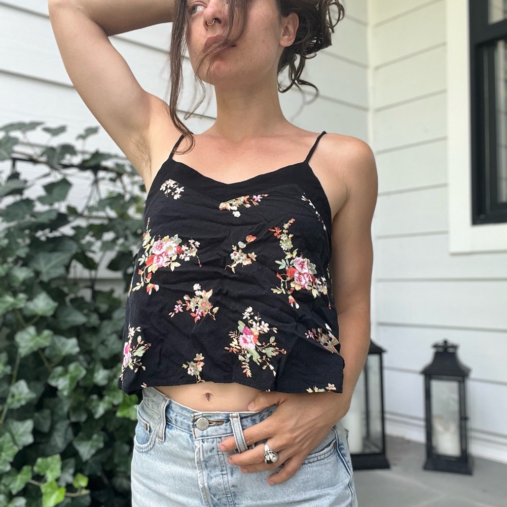 Xhilaration Black Floral Camisole